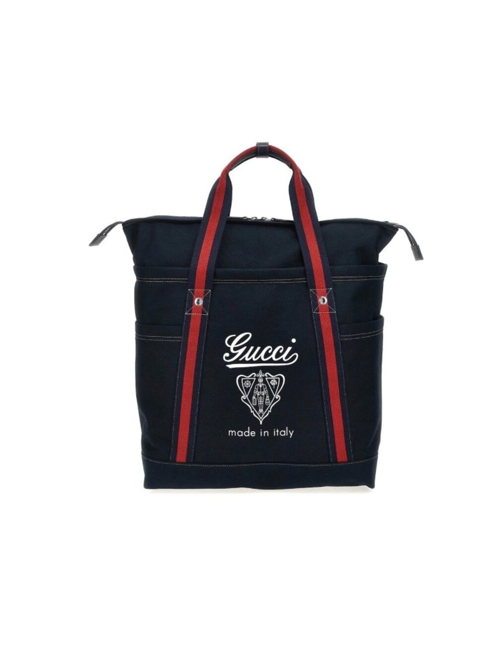 Gucci Men's Coat Of Arms Canvas Large Tote Shopping Bag Navy 816863